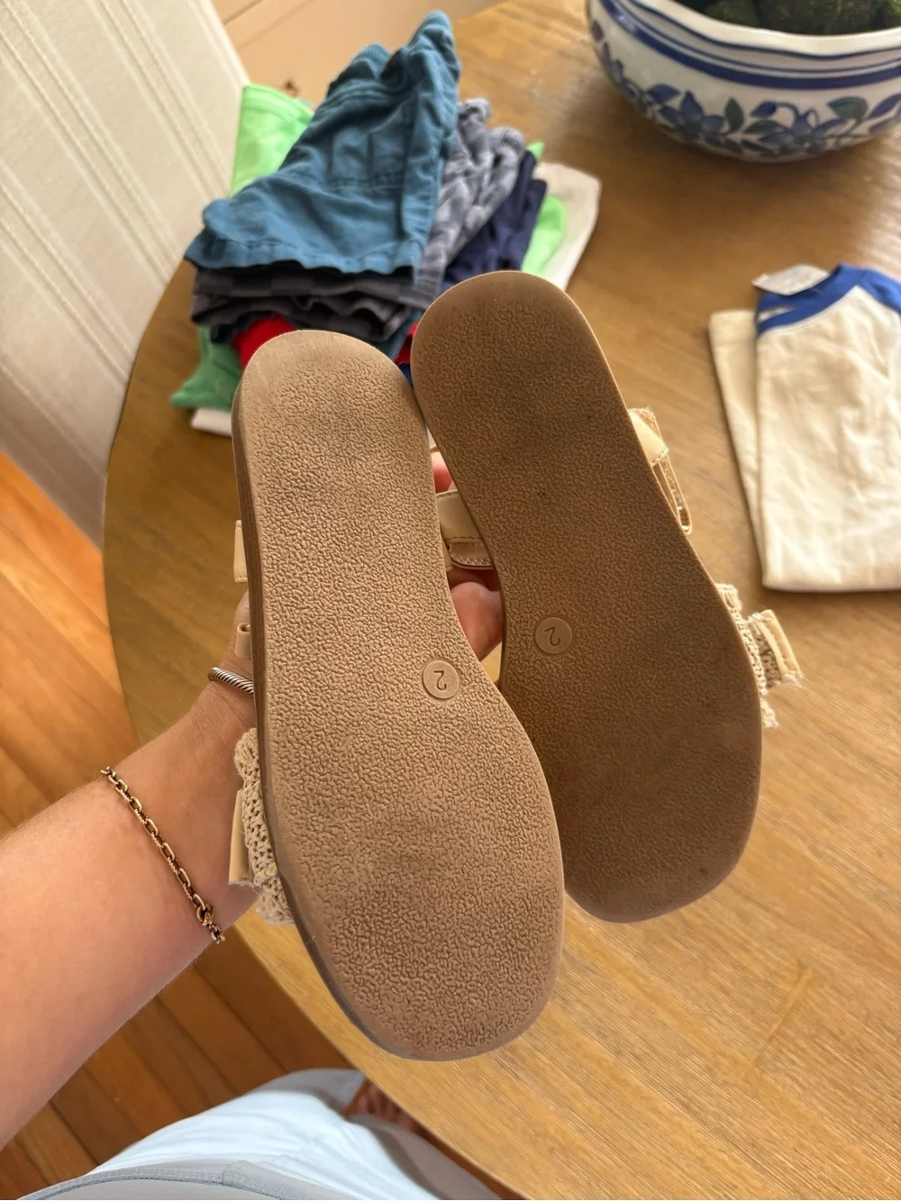 Art Class Kids' Tan Crochet Buckle Sandals size 2